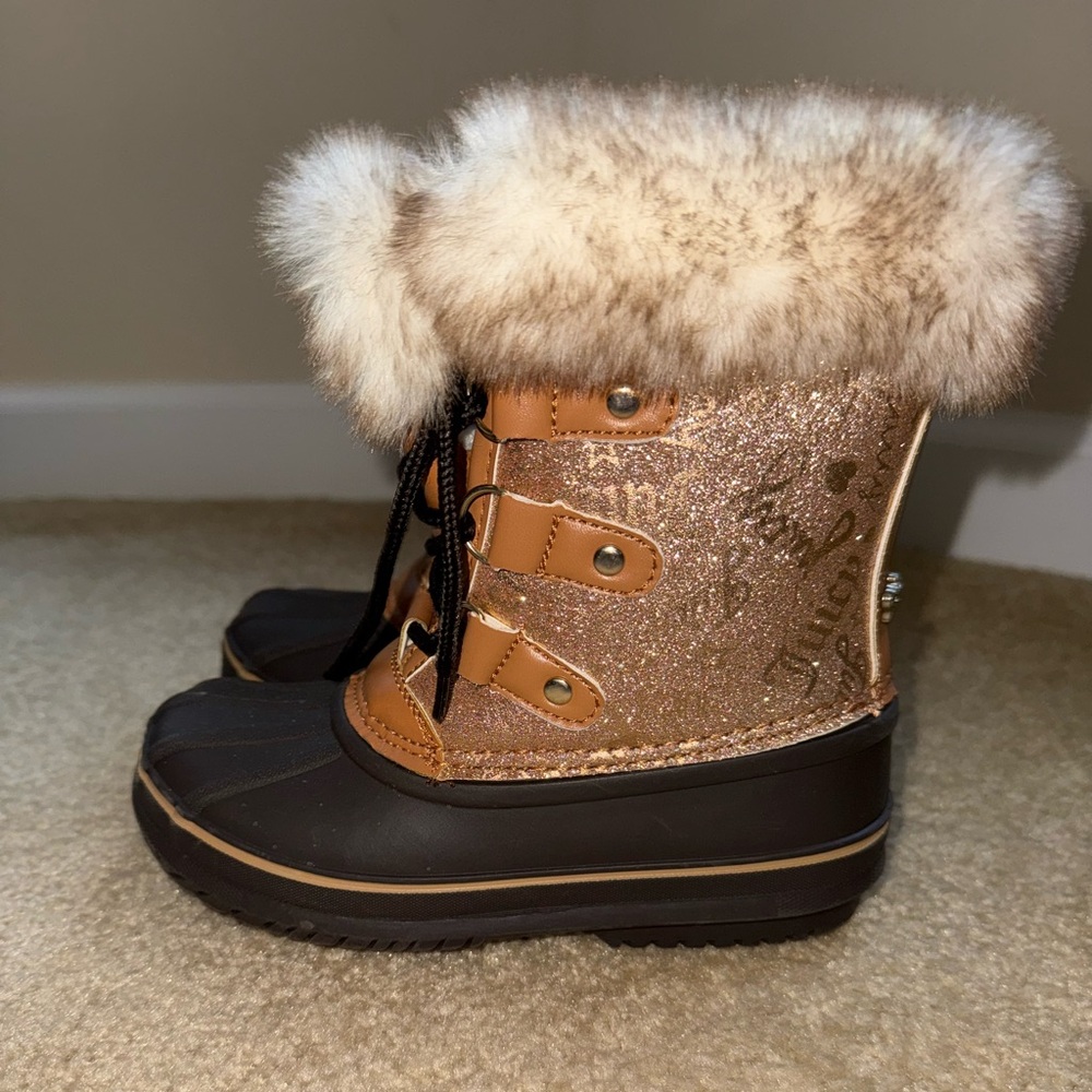 NEW!! Juicy Couture Girls Glitter Fur Snow Boots